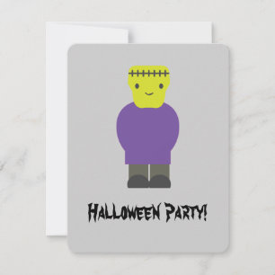 Cute Frankenstein Halloween Party Invitation