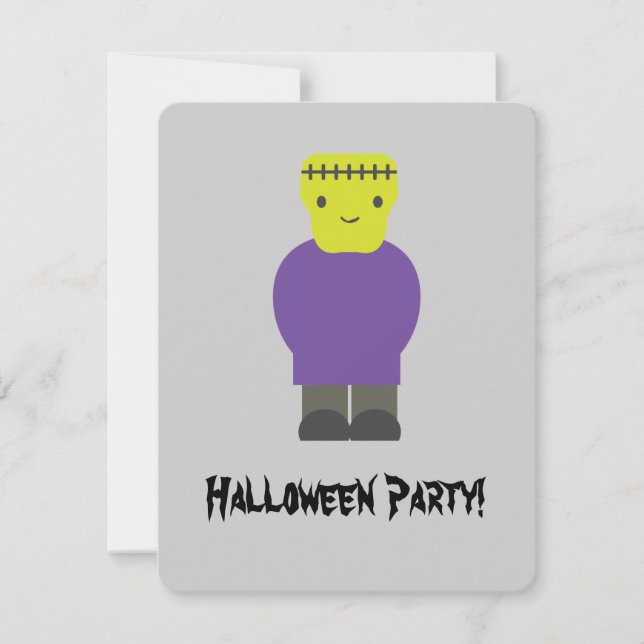 Cute Frankenstein Halloween Party Invitation (Front)