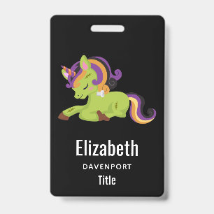 Cute Frankenstein Unicorn Halloween Badge