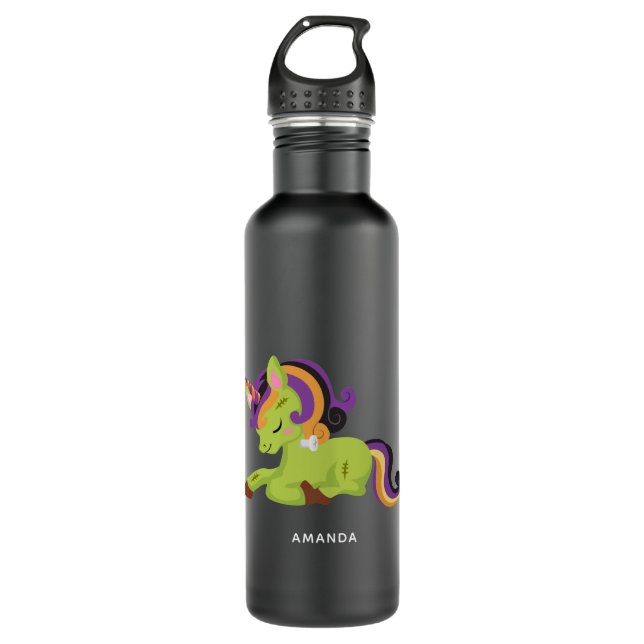 Cute Frankenstein Unicorn Halloween Drawing 710 Ml Water Bottle (Front)