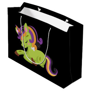 Cute Frankenstein Unicorn Halloween Large Gift Bag