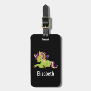 Cute Frankenstein Unicorn Halloween Luggage Tag