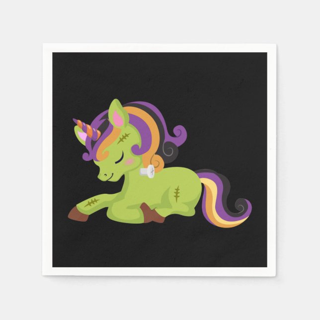 Cute Frankenstein Unicorn Halloween Napkin (Front)