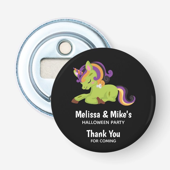 Cute Frankenstein Unicorn Halloween Party Bottle Opener (Front)