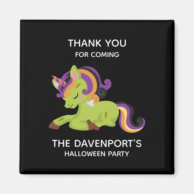 Cute Frankenstein Unicorn Halloween Party Magnet (Front)