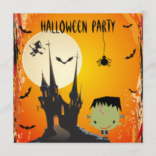 Cute Frankie & Castle Halloween Party Invites