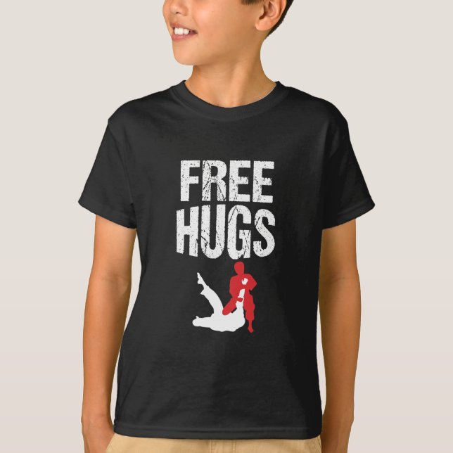 Cute Free Hugs Jiu Jitsu BJJ Martial Arts T-Shirt (Front)