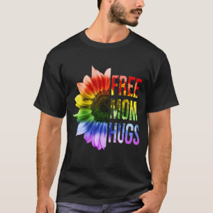 Cute Free Mom Hugs Lgbt Pride Rainbow Sunflower T-Shirt