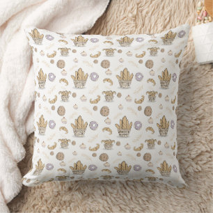 Cute French Bakery Pastries & Bread Neutral Patter Throw Pillow