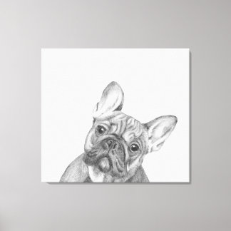 Cute French Bulldog 12" x 12" wrapped canvas print