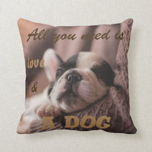 Cute french bulldog   all you need is... throw pillow