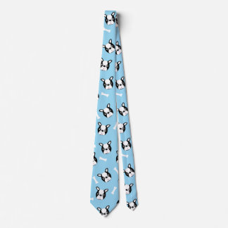 Cute French Bulldog And Bone Pattern Tie