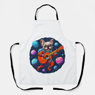 Cute French Bulldog Astronaut Playing Guitar – Fun Apron