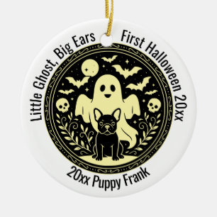 Cute French Bulldog Baby First Halloween Custom Ceramic Ornament