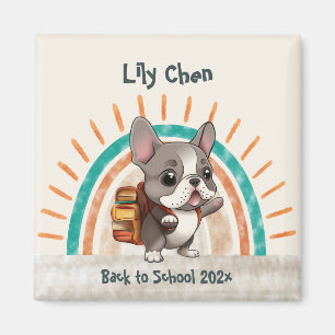 Cute French bulldog back to school rainbow Magnet