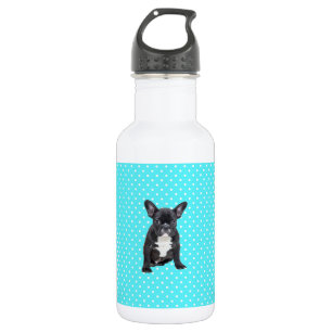 Cute French Bulldog Blue Polka Dots 532 Ml Water Bottle