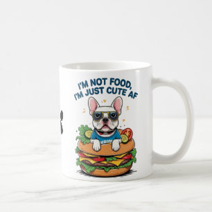 Cute French Bulldog Burger Cartoon   Funny Dog Coffee Mug