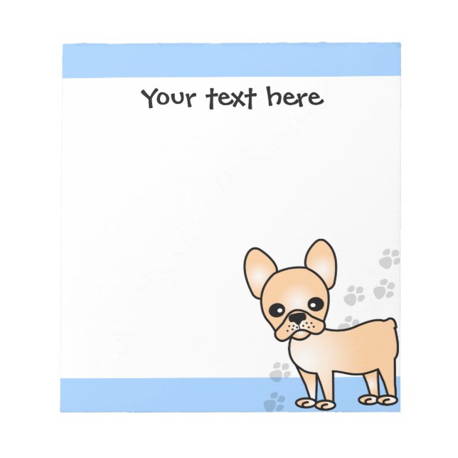 Cute French Bulldog Cartoon Tan Notepad (Front)