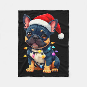 Cute French Bulldog Christmas Santa Pet Dog Lover Fleece Blanket