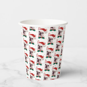 Cute French Bulldog Dog Christmas Pattern Paper Cups