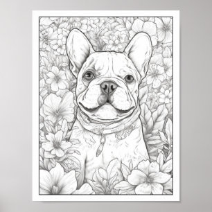 Cute French Bulldog Dog Colouring Poster