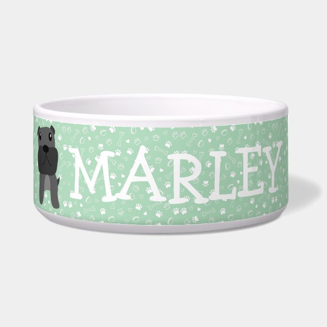 Cute French Bulldog Dog Customizable Name Bowl (Front)
