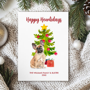 Cute French Bulldog Dog Family Christmas Holiday Card
