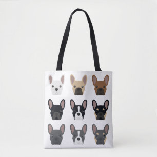 Cute French Bulldog Faces Frenchie Pattern Tote Bag