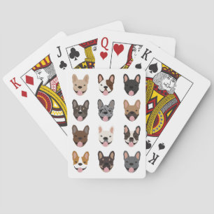 Cute French Bulldog Faces Pattern Playing Cards