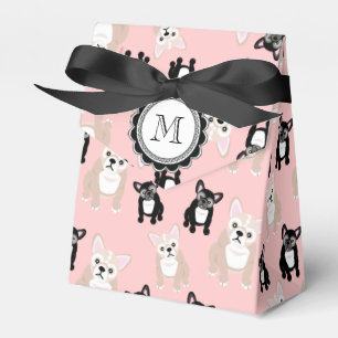 Cute French Bulldog Frenchie Pattern with Monogram Favor Box