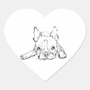 Cute French Bulldog, Frenchie Thinking of you Heart Sticker