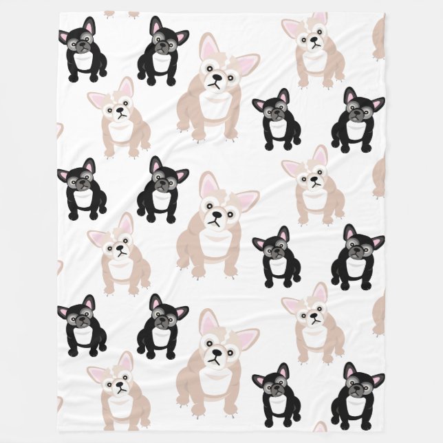 Cute French Bulldog Frenchies Pattern Fleece Blanket (Front)