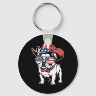 Cute French Bulldog Funny Dog Usa American Flag 4t Keychain