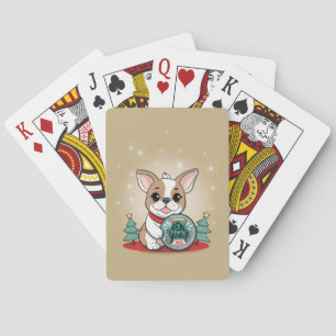 Cute French Bulldog Funny Happy New Year Playing Cards