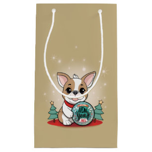 Cute French Bulldog Funny Happy New Year Small Gift Bag