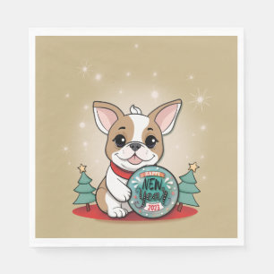 Cute French Bulldog Funny New Year's Eve Party Napkin