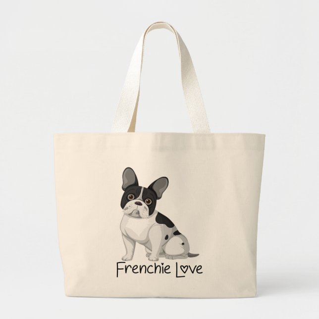 Cute French Bulldog Gift Frenchie Mom Dog Lover Large Tote Bag (Front)