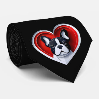 Cute French Bulldog Heart Frenchie Dad Dog Lover Tie