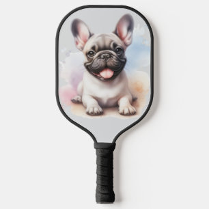 Cute French Bulldog in Watercolor Pickleball Paddle