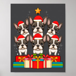 Cute French Bulldog Le Frenchie Christmas Tree Xma Poster