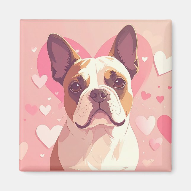 Cute French Bulldog Love Magnet (Front)