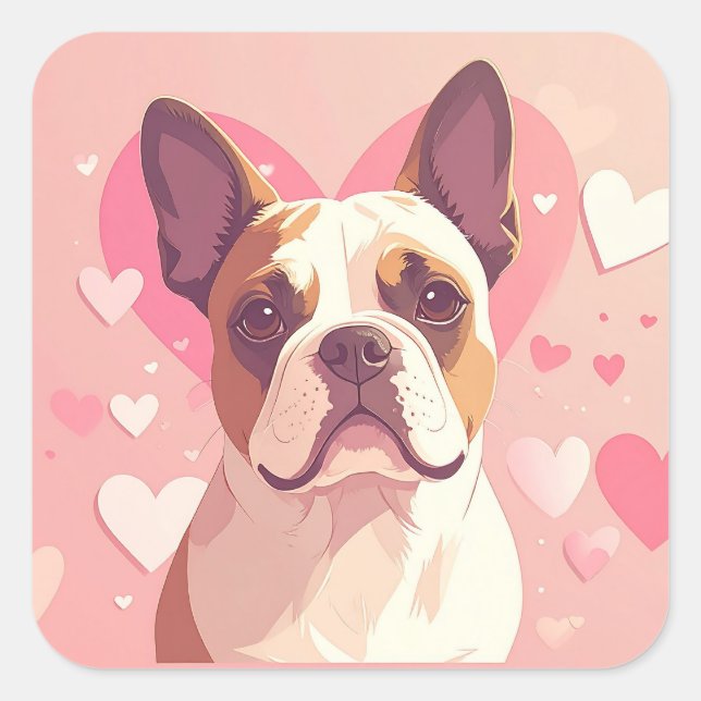 Cute French Bulldog Love Sticker (Front)