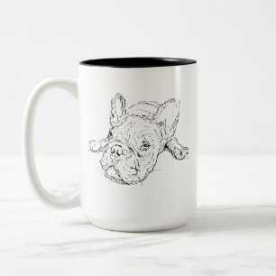 Cute French Bulldog Mug, Dog Mom Gift Two-Tone Coffee Mug