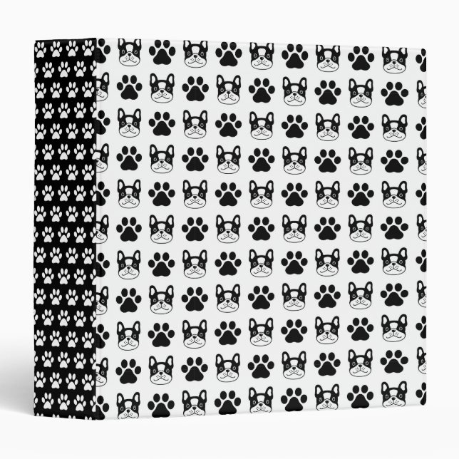 Cute French Bulldog Paw Prints  Binder (Front/Spine)