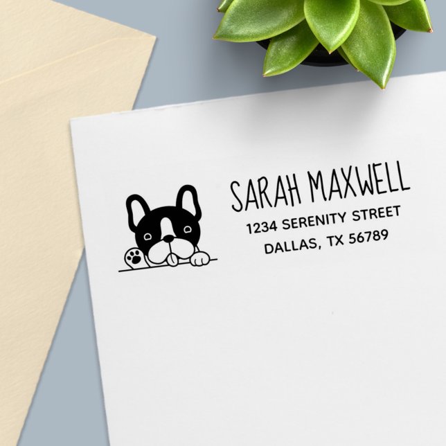 Cute French Bulldog Pet Address Self-inking Stamp (Creator Uploaded)