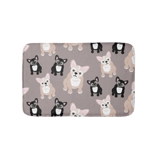 Cute French Bulldog Puppies Bath Mat (Front)