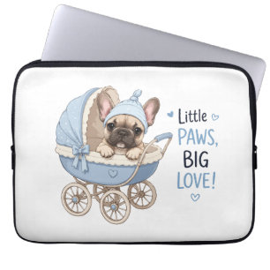 Cute French Bulldog Puppy Baby Stroller Retro Art Laptop Sleeve