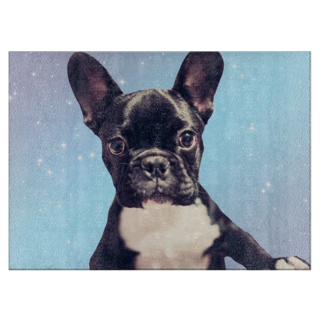Cute French Bulldog puppy Blue Cutting Board (Front)