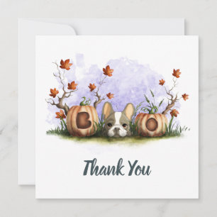 Cute French Bulldog Puppy Halloween Baby Shower Thank You Card