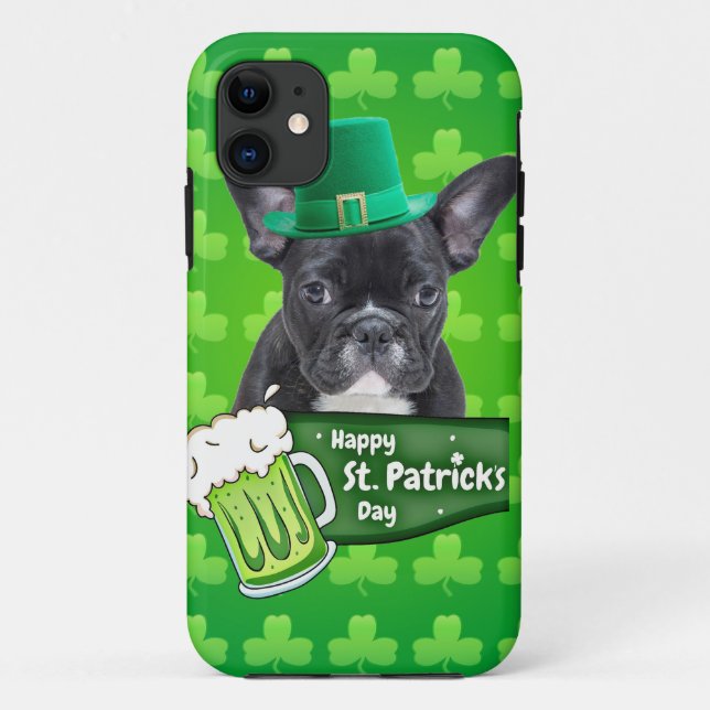 Cute French Bulldog Puppy Hat St. Patrick Day Case-Mate iPhone Case (Back)